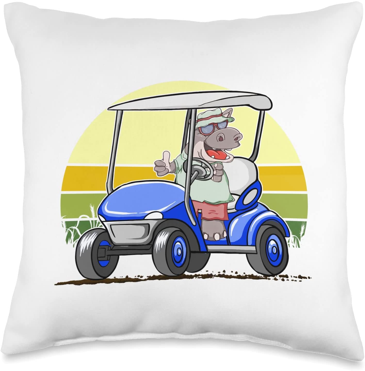 Funny golf cart throw pillow.