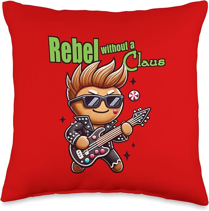 Rebel Without A Claus Funny Christmas Throw Pillow