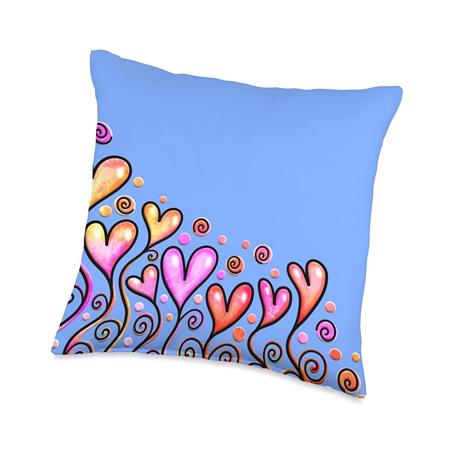 Colorful Hearts Throw Pillow