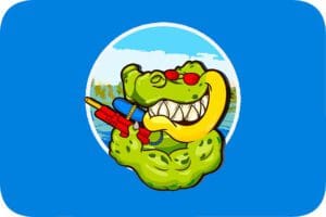 Funny water fight alligator.